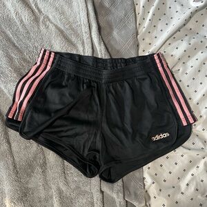Adidas Women's Black Shorts with Pink Stripes